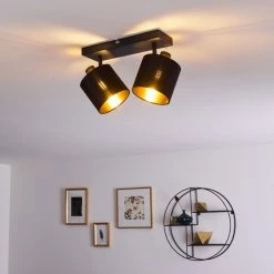 Hofstein Alsen Deckenleuchte Schwarz-Gold, 2-flammig 27 Hofstein Alsen Deckenleuchte Schwarz-Gold, 2-flammig -Bürolampen Verkäufe alsen deckenleuchte h3294000 9