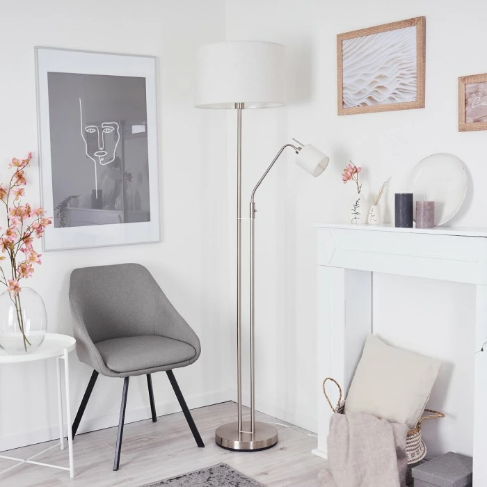 Hofstein Antillo Stehleuchte Nickel-Matt, 2-flammig 11 Hofstein Antillo Stehleuchte Nickel-Matt, 2-flammig – Bild 11