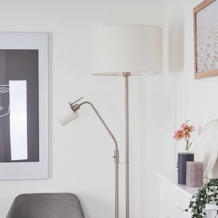 Hofstein Antillo Stehleuchte Nickel-Matt, 2-flammig 9 Hofstein Antillo Stehleuchte Nickel-Matt, 2-flammig – Bild 9