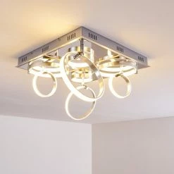 Hofstein Aragno Deckenleuchte LED Nickel-Matt, Chrom, 1-flammig -Bürolampen Verkäufe aragno deckenleuchte h167312 14