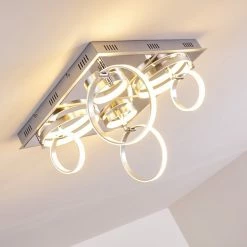 Hofstein Aragno Deckenleuchte LED Nickel-Matt, Chrom, 1-flammig -Bürolampen Verkäufe aragno deckenleuchte h167312 19