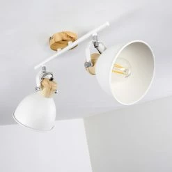 Hofstein Banjul Deckenleuchte Weiß, Holz hell, 2-flammig -Bürolampen Verkäufe banjul deckenleuchte h3320792 5