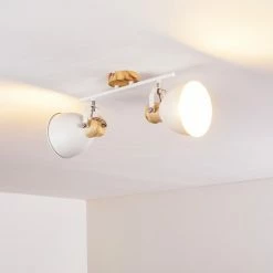 Hofstein Banjul Deckenleuchte Weiß, Holz hell, 2-flammig -Bürolampen Verkäufe banjul deckenleuchte h3320792 9