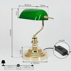 Hofstein Bankerlampe Messing, Grün, Gold, 1-flammig -Bürolampen Verkäufe bankerlampe h164243 3