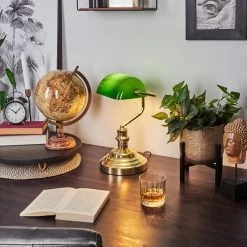 Hofstein Bankerlampe Messing, Grün, Gold, 1-flammig -Bürolampen Verkäufe bankerlampe h164243 8