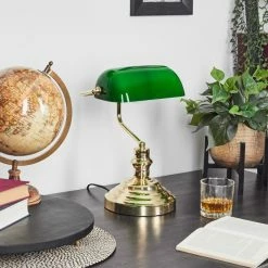 Hofstein Bankerlampe Messing, Grün, Gold, 1-flammig -Bürolampen Verkäufe bankerlampe h164243 9