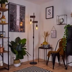 Hofstein Barbengo Stehleuchte Schwarz, Rostfarben, 2-flammig