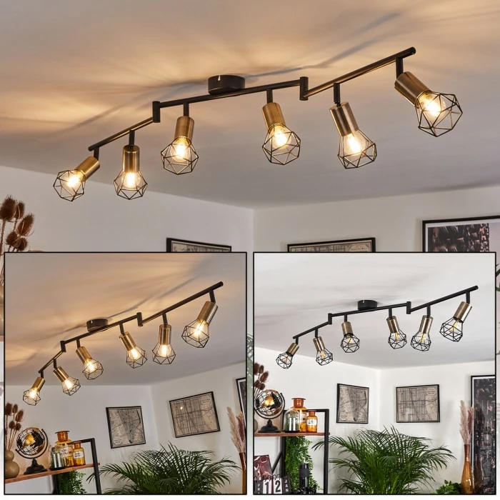 Hofstein Baripada Deckenleuchte Messing, Schwarz, 6-flammig 1 Hofstein Baripada Deckenleuchte Messing, Schwarz, 6-flammig