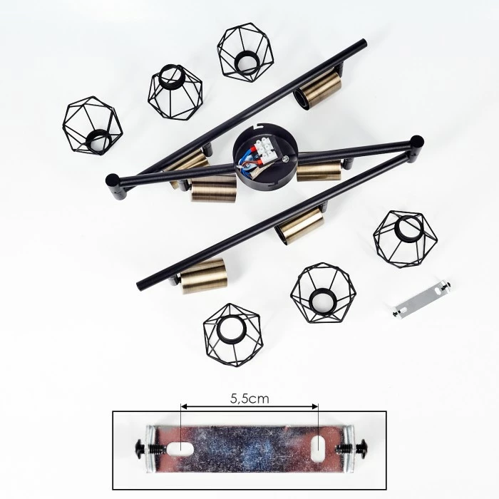 Hofstein Baripada Deckenleuchte Messing, Schwarz, 6-flammig 5 Hofstein Baripada Deckenleuchte Messing, Schwarz, 6-flammig – Bild 5