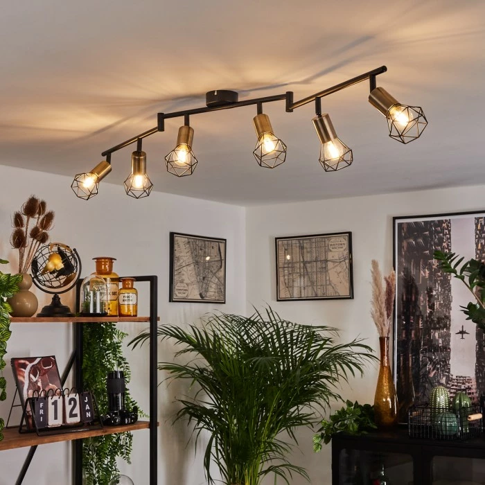 Hofstein Baripada Deckenleuchte Messing, Schwarz, 6-flammig 7 Hofstein Baripada Deckenleuchte Messing, Schwarz, 6-flammig – Bild 7