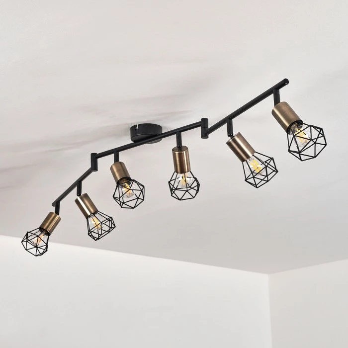 Hofstein Baripada Deckenleuchte Messing, Schwarz, 6-flammig 8 Hofstein Baripada Deckenleuchte Messing, Schwarz, 6-flammig – Bild 8