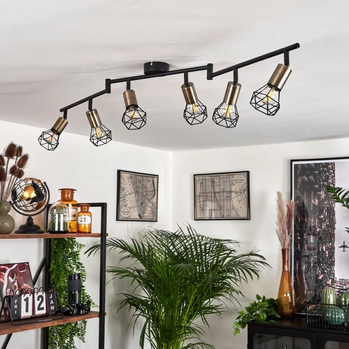 Hofstein Baripada Deckenleuchte Messing, Schwarz, 6-flammig 10 Hofstein Baripada Deckenleuchte Messing, Schwarz, 6-flammig – Bild 10