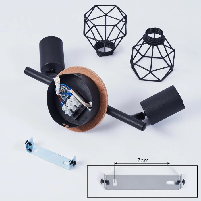 Hofstein Baripada Deckenleuchte Schwarz, Holz dunkel, 2-flammig 5 Hofstein Baripada Deckenleuchte Schwarz, Holz dunkel, 2-flammig – Bild 5