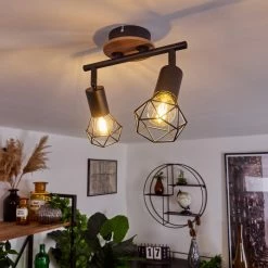 Hofstein Baripada Deckenleuchte Schwarz, Holz dunkel, 2-flammig 18 Hofstein Baripada Deckenleuchte Schwarz, Holz dunkel, 2-flammig -Bürolampen Verkäufe baripada deckenleuchte h3388020 6