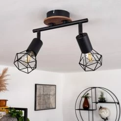 Hofstein Baripada Deckenleuchte Schwarz, Holz dunkel, 2-flammig 21 Hofstein Baripada Deckenleuchte Schwarz, Holz dunkel, 2-flammig -Bürolampen Verkäufe baripada deckenleuchte h3388020 9