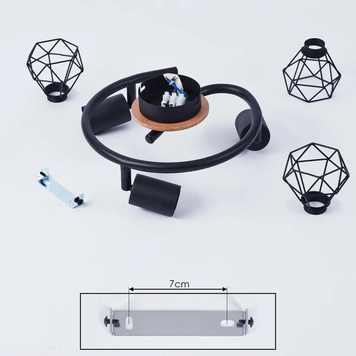 Hofstein Baripada Deckenleuchte Schwarz, Braun, 3-flammig 5 Hofstein Baripada Deckenleuchte Schwarz, Braun, 3-flammig – Bild 5