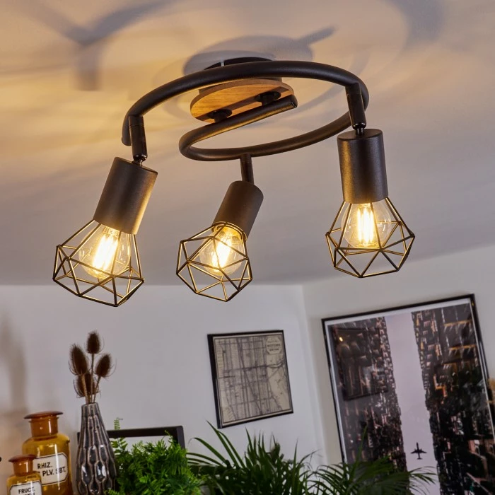 Hofstein Baripada Deckenleuchte Schwarz, Braun, 3-flammig 9 Hofstein Baripada Deckenleuchte Schwarz, Braun, 3-flammig – Bild 9