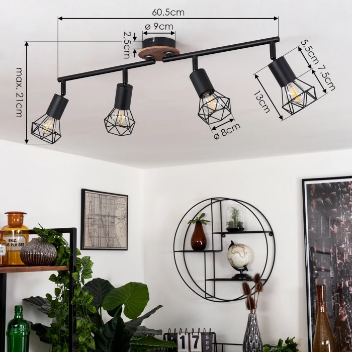 Hofstein Baripada Deckenleuchte Schwarz, Braun, 4-flammig 4 Hofstein Baripada Deckenleuchte Schwarz, Braun, 4-flammig – Bild 4