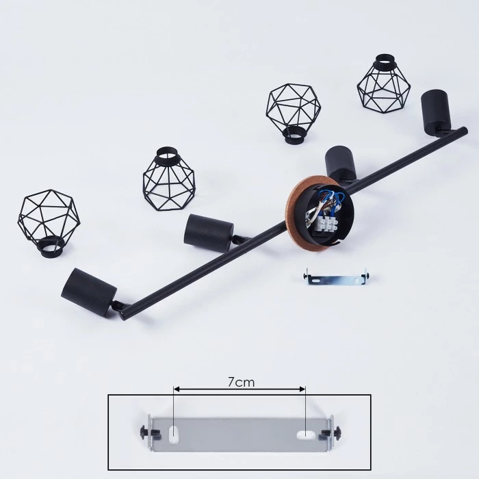 Hofstein Baripada Deckenleuchte Schwarz, Braun, 4-flammig 5 Hofstein Baripada Deckenleuchte Schwarz, Braun, 4-flammig – Bild 5