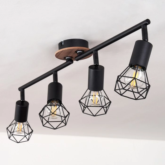 Hofstein Baripada Deckenleuchte Schwarz, Braun, 4-flammig 8 Hofstein Baripada Deckenleuchte Schwarz, Braun, 4-flammig – Bild 8