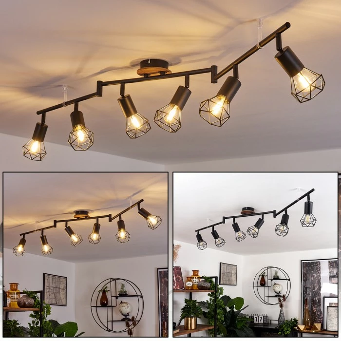 Hofstein Baripada Deckenleuchte Schwarz, Braun, 6-flammig 1 Hofstein Baripada Deckenleuchte Schwarz, Braun, 6-flammig