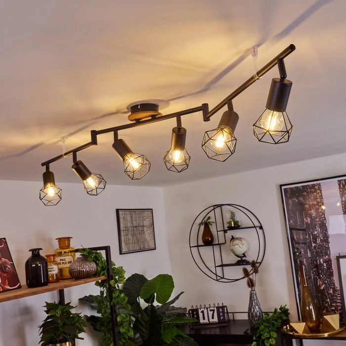 Hofstein Baripada Deckenleuchte Schwarz, Braun, 6-flammig 11 Hofstein Baripada Deckenleuchte Schwarz, Braun, 6-flammig – Bild 11