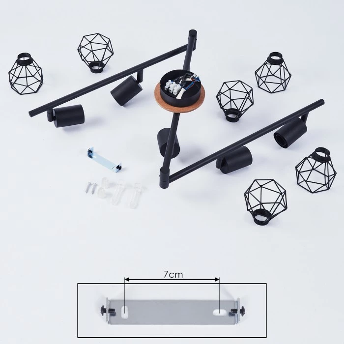 Hofstein Baripada Deckenleuchte Schwarz, Braun, 6-flammig 5 Hofstein Baripada Deckenleuchte Schwarz, Braun, 6-flammig – Bild 5