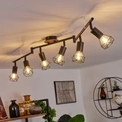 Hofstein Baripada Deckenleuchte Schwarz, Holz dunkel, 6-flammig -Bürolampen Verkäufe baripada deckenleuchte h33880682 6