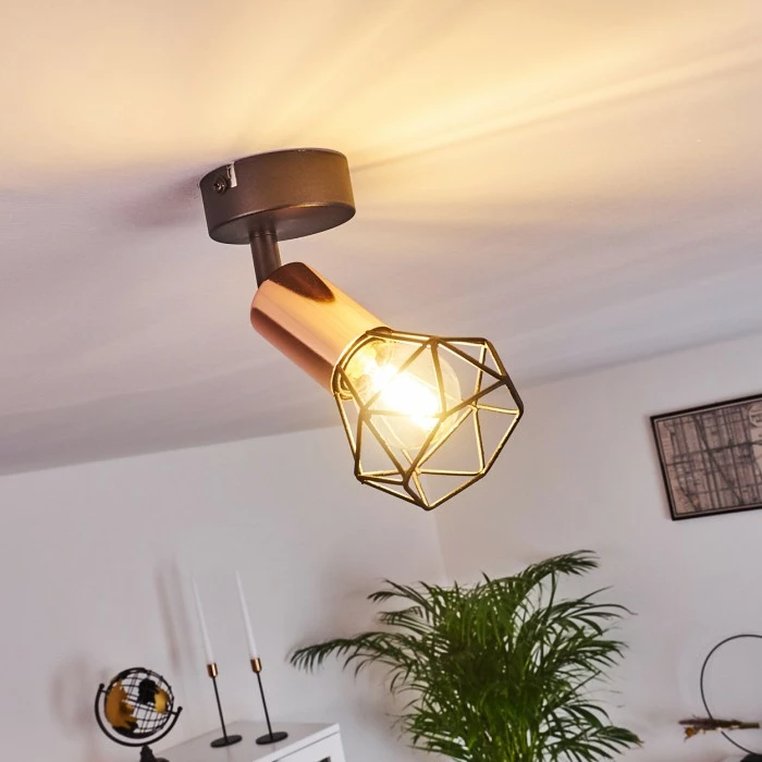 Hofstein Baripada Deckenleuchte Schwarz, Kupferfarben, 1-flammig 6 Hofstein Baripada Deckenleuchte Schwarz, Kupferfarben, 1-flammig – Bild 6