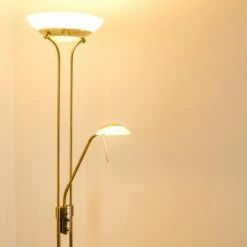 Hofstein Biot Deckenfluter LED Altmessing, 2-flammig -Bürolampen Verkäufe biot deckenfluter h165424 10