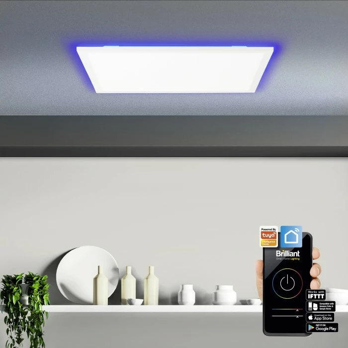 Brilliant Leuchten Brilliant Ellery Deckenleuchte LED Weiß, 1-flammig, Fernbedienung, Farbwechsler 1 Brilliant Leuchten Brilliant Ellery Deckenleuchte LED Weiß, 1-flammig, Fernbedienung, Farbwechsler