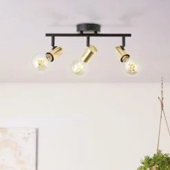 Brilliant Leuchten Brilliant Kerry Deckenleuchte Schwarz, Gold, 3-flammig -Bürolampen Verkäufe brilliant kerry deckenleuchte 99715 72 2