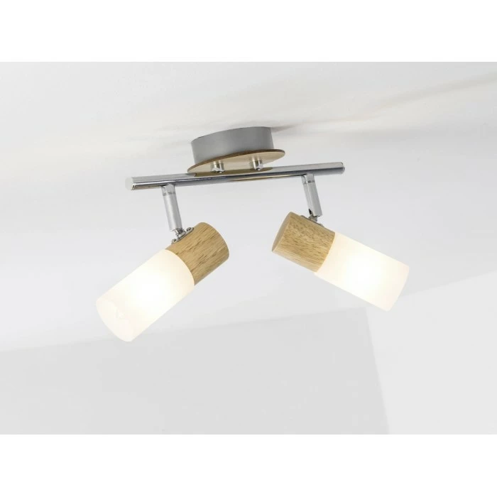 Brilliant Leuchten Babsan Deckenspot Weiß, Holz dunkel, 2-flammig 1 Brilliant Leuchten Babsan Deckenspot Weiß, Holz dunkel, 2-flammig