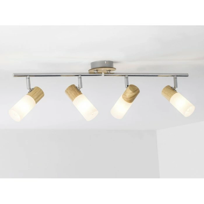 Brilliant Leuchten Babsan Deckenspot Weiß, Holz dunkel, 4-flammig 1 Brilliant Leuchten Babsan Deckenspot Weiß, Holz dunkel, 4-flammig