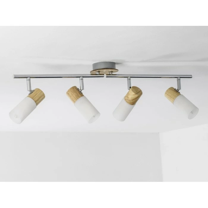 Brilliant Leuchten Babsan Deckenspot Weiß, Holz dunkel, 4-flammig 2 Brilliant Leuchten Babsan Deckenspot Weiß, Holz dunkel, 4-flammig – Bild 2