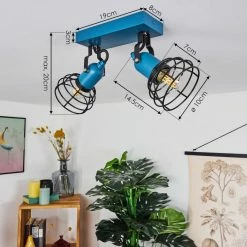 Hofstein Builako Deckenleuchte Blau, Schwarz, 2-flammig -Bürolampen Verkäufe builako deckenleuchte h3443811 3