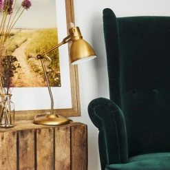 Hofstein Bundaberg Tischleuchte Altmessing, 1-flammig -Bürolampen Verkäufe bundaberg tischleuchte h3370018 3