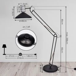 Hofstein Chara Stehleuchte Schwarz, Silber, 1-flammig -Bürolampen Verkäufe chara stehleuchte h3413883 3