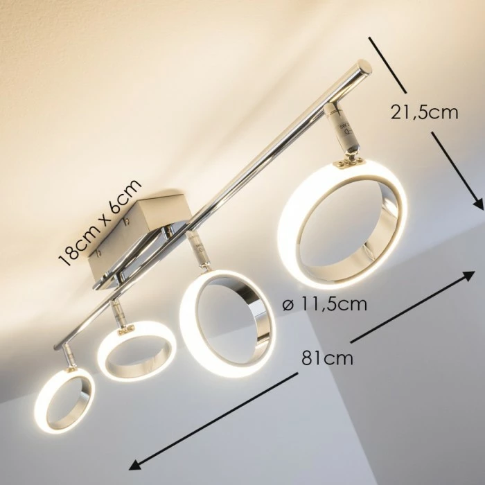 Hofstein Dobris Deckenspot LED Chrom, 4-flammig 2 Hofstein Dobris Deckenspot LED Chrom, 4-flammig – Bild 2