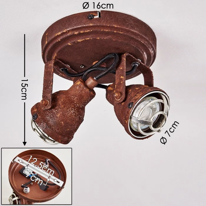Hofstein Drobak Deckenleuchte Rostfarben, 2-flammig 2 Hofstein Drobak Deckenleuchte Rostfarben, 2-flammig – Bild 2