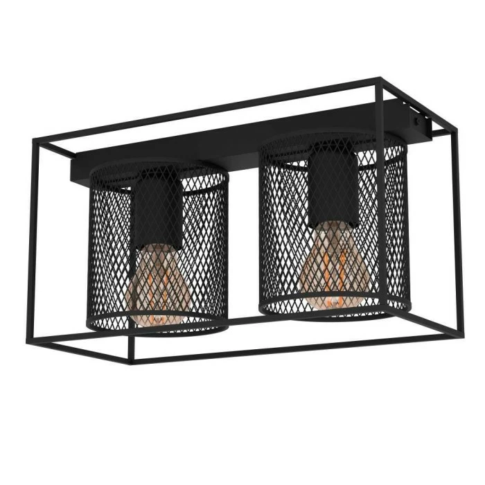 Eglo Leuchten Eglo CATTERICK Deckenleuchte Schwarz, 2-flammig 2 Eglo Leuchten Eglo CATTERICK Deckenleuchte Schwarz, 2-flammig – Bild 2