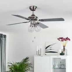 Hofstein Estepona Deckenventilator LED Chrom, Braun, Weiß, 3-flammig -Bürolampen Verkäufe estepona deckenventilator h3369975 14