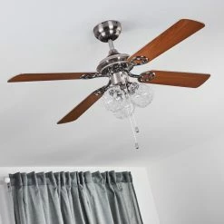 Hofstein Estepona Deckenventilator LED Chrom, Braun, Weiß, 3-flammig -Bürolampen Verkäufe estepona deckenventilator h3369975 17