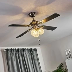 Hofstein Estepona Deckenventilator LED Chrom, Braun, Weiß, 3-flammig -Bürolampen Verkäufe estepona deckenventilator h3369975 2