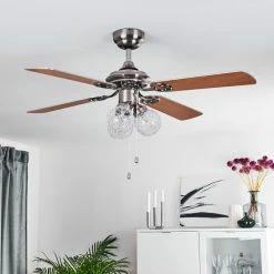 Hofstein Estepona Deckenventilator LED Chrom, Braun, Weiß, 3-flammig -Bürolampen Verkäufe estepona deckenventilator h3369975 6