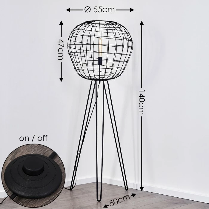 Hofstein Flambeau Stehleuchte Schwarz, 1-flammig 2 Hofstein Flambeau Stehleuchte Schwarz, 1-flammig – Bild 2
