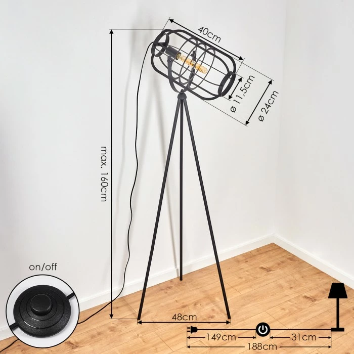 Hofstein Flambeau Stehleuchte Schwarz, 1-flammig 4 Hofstein Flambeau Stehleuchte Schwarz, 1-flammig – Bild 4