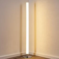 Hofstein Flaut Stehleuchte LED Chrom, 1-flammig, Fernbedienung, Farbwechsler -Bürolampen Verkäufe flaut stehleuchte h3270721 do1 11