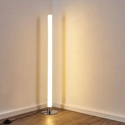 Hofstein Flaut Stehleuchte LED Chrom, 1-flammig, Fernbedienung, Farbwechsler -Bürolampen Verkäufe flaut stehleuchte h3270721 do1 15