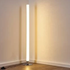 Hofstein Flaut Stehleuchte LED Chrom, 1-flammig, Fernbedienung, Farbwechsler -Bürolampen Verkäufe flaut stehleuchte h3270721 do1 20